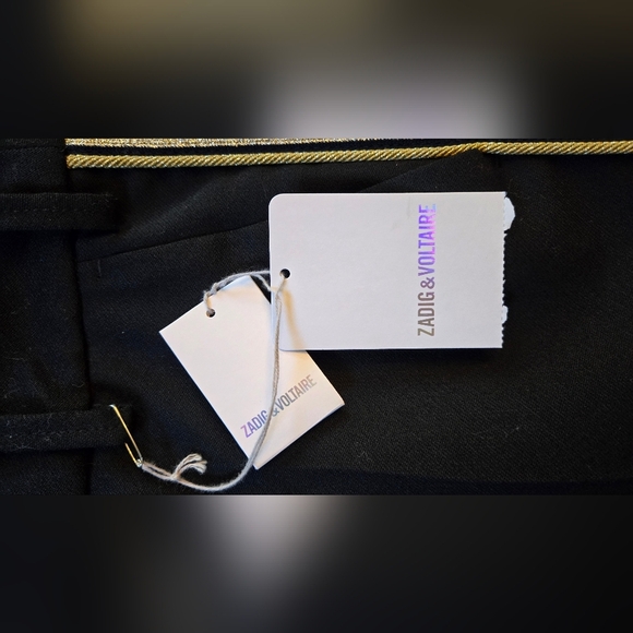 NWT Zadig & Voltaire Gold Stripe Black Pant - Picture 10 of 11